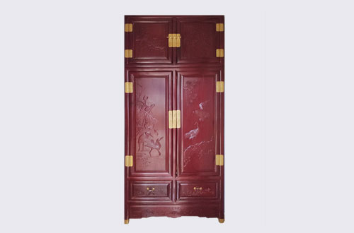 京山高端中式家居装修深红色纯实木衣柜