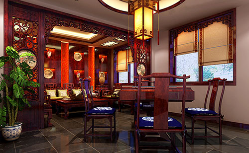 京山古典中式风格茶楼包间设计装修效果图